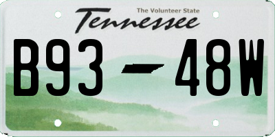 TN license plate B9348W