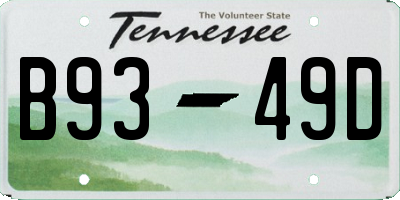TN license plate B9349D