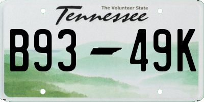 TN license plate B9349K