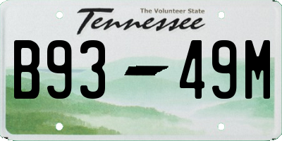 TN license plate B9349M