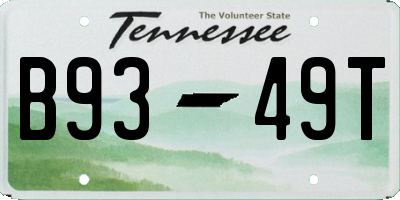 TN license plate B9349T