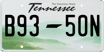 TN license plate B9350N
