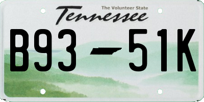 TN license plate B9351K