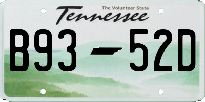TN license plate B9352D