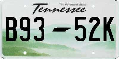 TN license plate B9352K