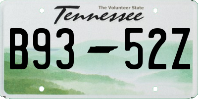 TN license plate B9352Z