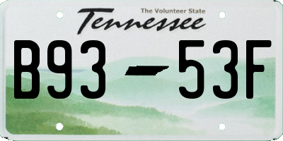 TN license plate B9353F