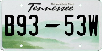 TN license plate B9353W