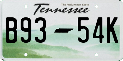 TN license plate B9354K