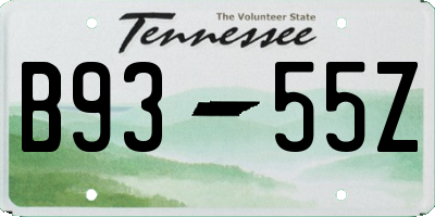 TN license plate B9355Z