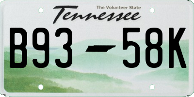 TN license plate B9358K