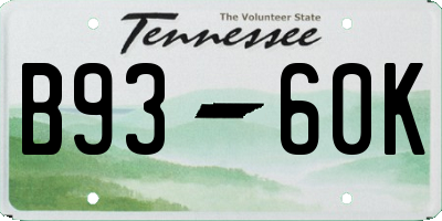 TN license plate B9360K