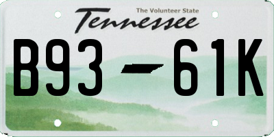 TN license plate B9361K