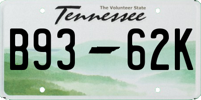 TN license plate B9362K