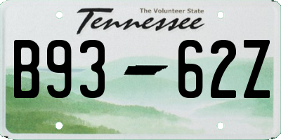 TN license plate B9362Z