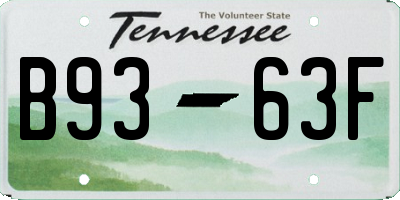 TN license plate B9363F