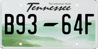 TN license plate B9364F