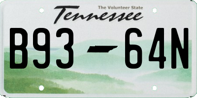 TN license plate B9364N