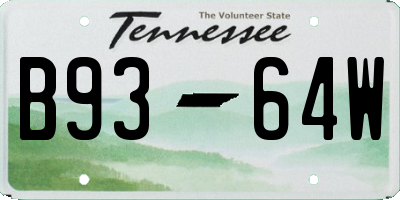 TN license plate B9364W