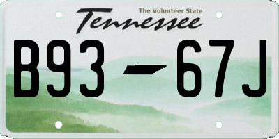TN license plate B9367J