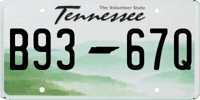 TN license plate B9367Q