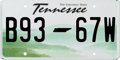 TN license plate B9367W