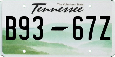 TN license plate B9367Z