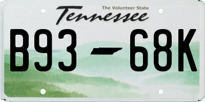 TN license plate B9368K