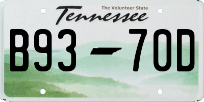 TN license plate B9370D