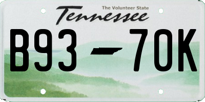 TN license plate B9370K
