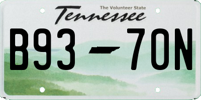 TN license plate B9370N