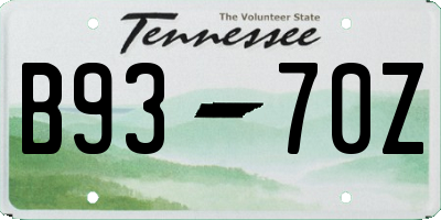 TN license plate B9370Z