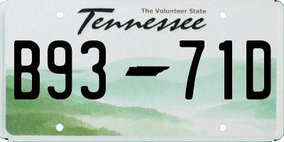TN license plate B9371D