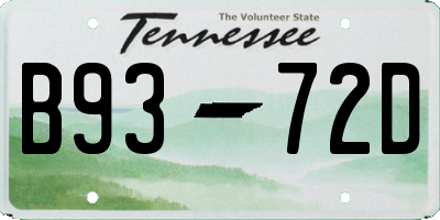 TN license plate B9372D