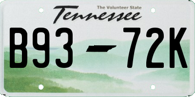 TN license plate B9372K