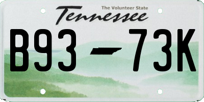TN license plate B9373K