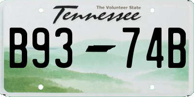 TN license plate B9374B