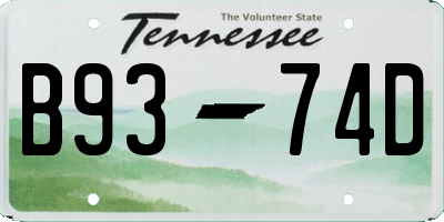 TN license plate B9374D