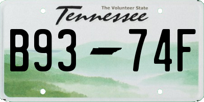 TN license plate B9374F