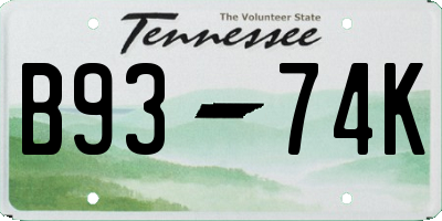 TN license plate B9374K