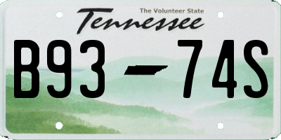 TN license plate B9374S
