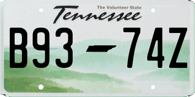 TN license plate B9374Z