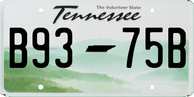 TN license plate B9375B
