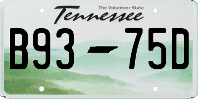 TN license plate B9375D
