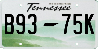 TN license plate B9375K