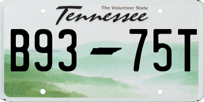 TN license plate B9375T
