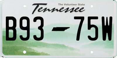 TN license plate B9375W