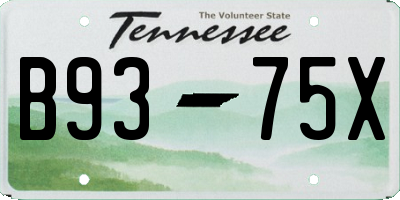 TN license plate B9375X