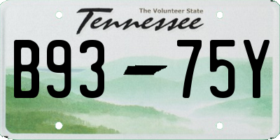 TN license plate B9375Y