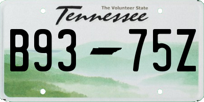 TN license plate B9375Z